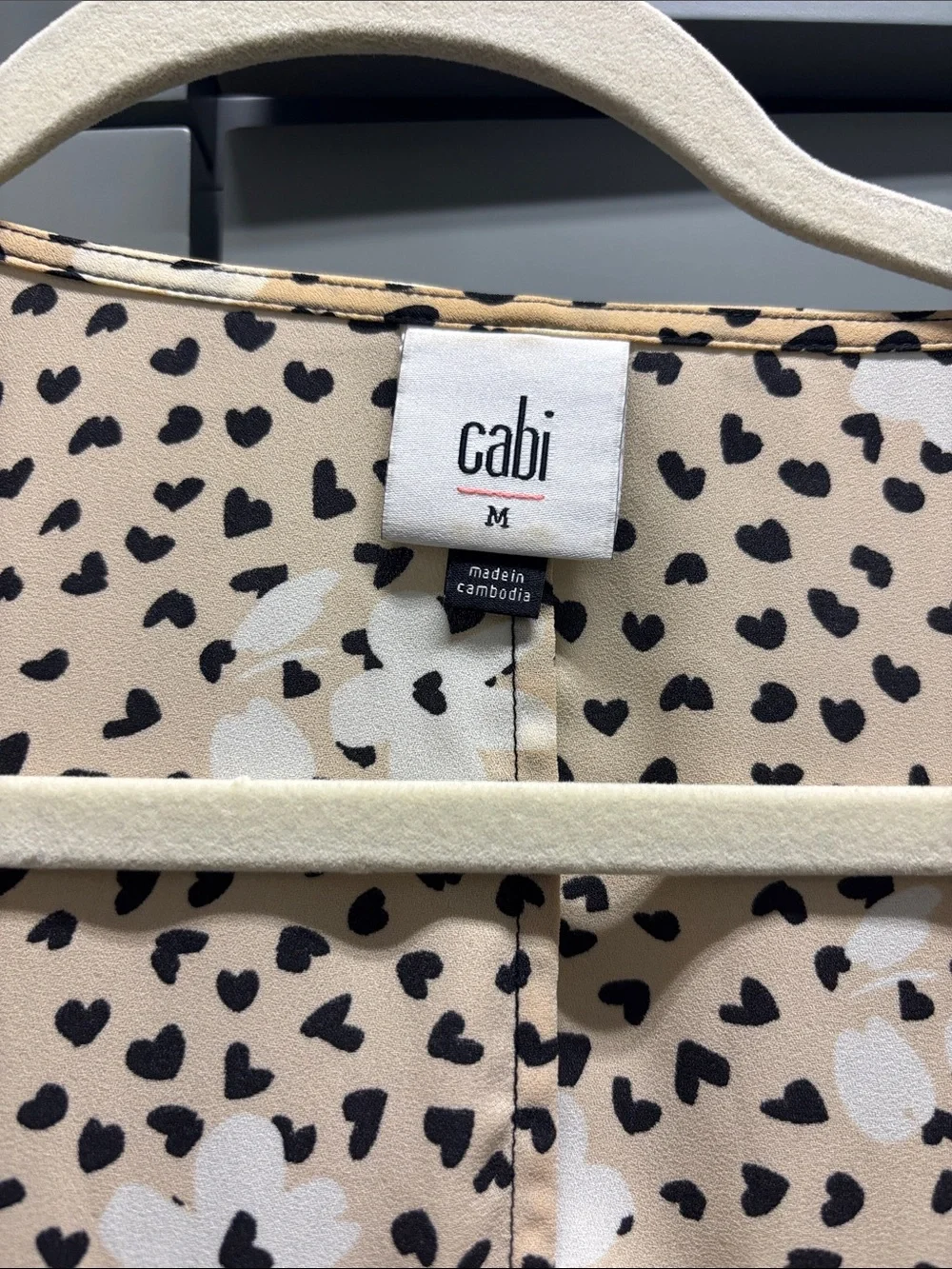 CAbi Mixed-Print Tie-Front Blouse in Brown, Black, White and Lime